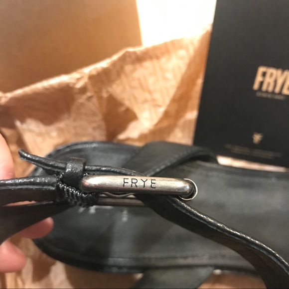 Frye Cindy Genuine Leather Open Toe Heel Sandals - Picture 13 of 13